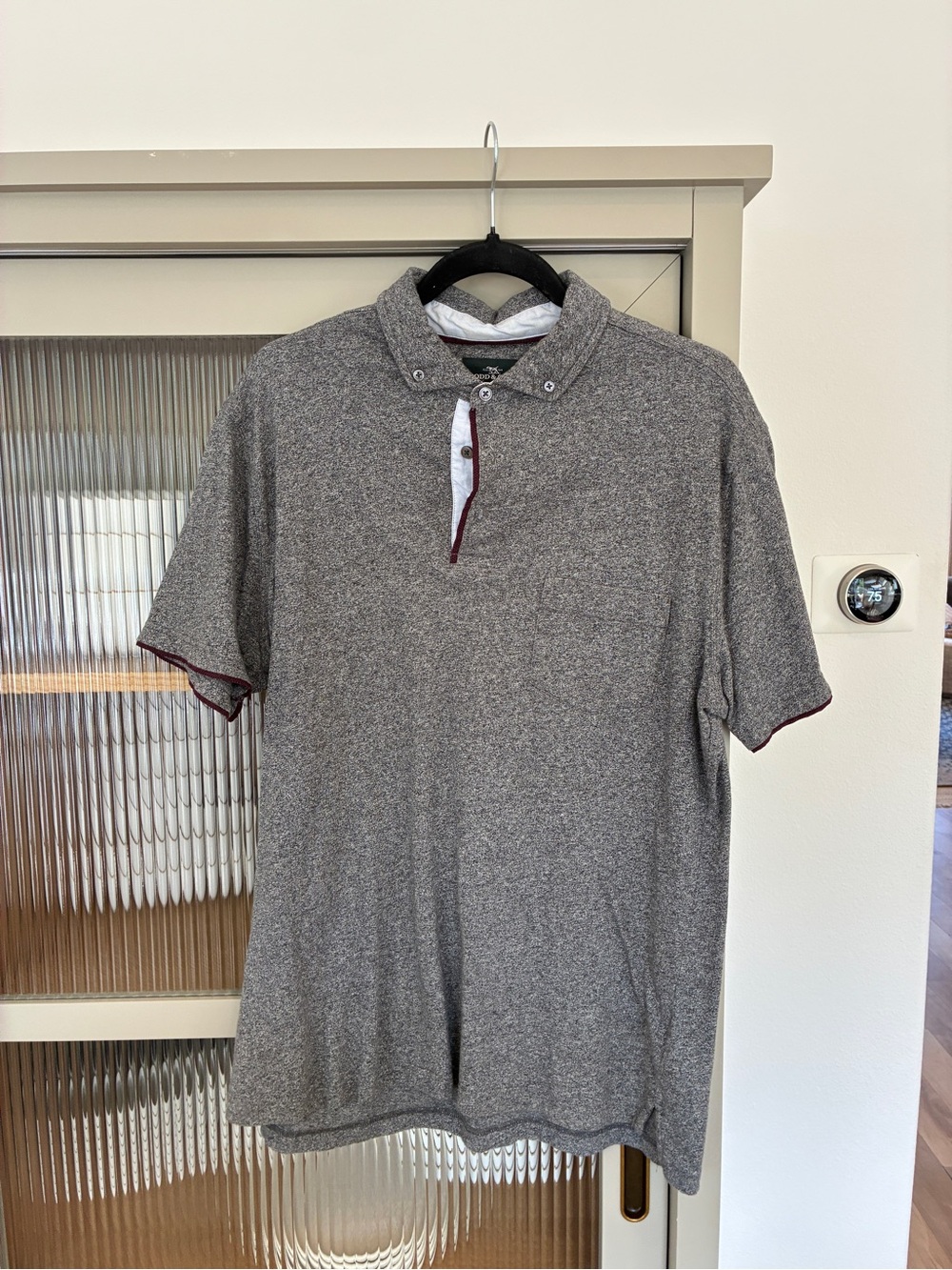 Rodd & Gunn Grey Heather Polo with Burgundy Trim